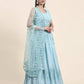 Blue Pure Viscose Georgette Sequence Embroidery work Lehenga Choli with Dupatta - Aakriti