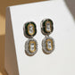 Double Mufli (peanut) Meenakari and Diamond Earrings (Silver) - Ruby Raang | Swadesiicart