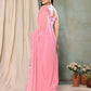 Aafreen Partywear Designer Pink Georgette Fancy Saree