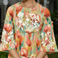 Vaasva Women's Orange Cotton Embroidered& Digital Printed Dress | Swadesiicart