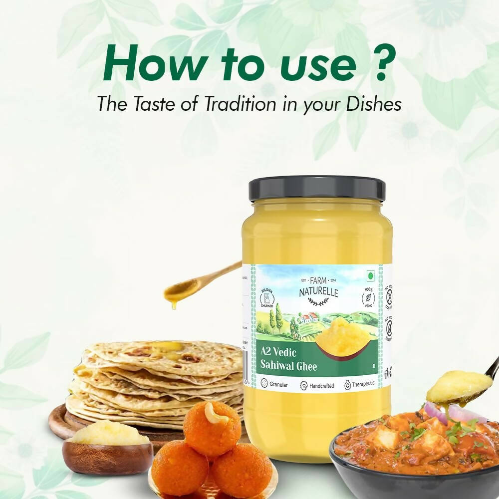 Farm Naturelle A2 Vedic Sahiwal Ghee - Desi Cow Ghee | Natural, Healthy, and Pure | Cultured Cow Ghee - Swadesiicart