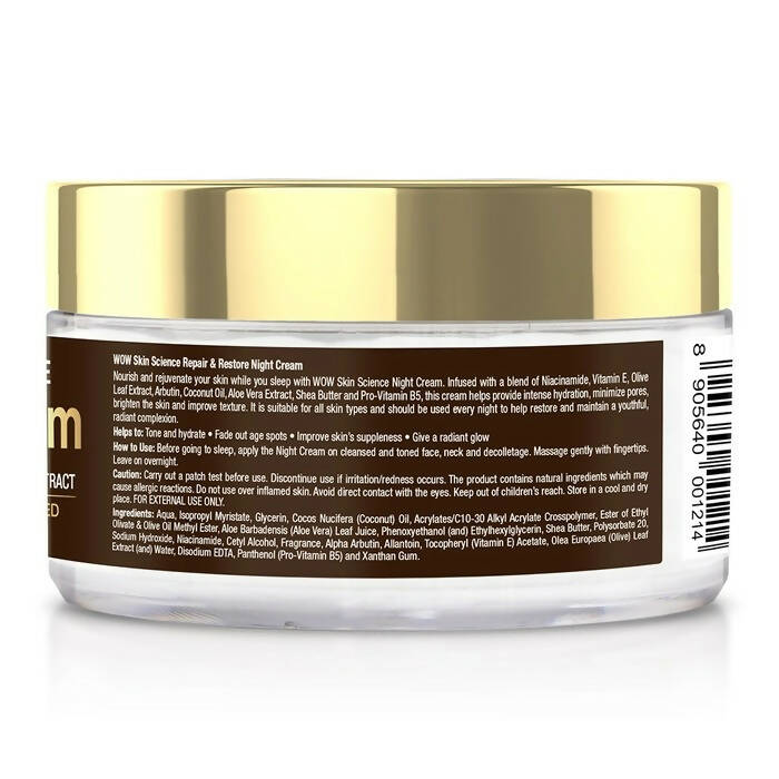 Wow Skin Science Night Cream With Niacinamide & Olive Leaf Extract - Swadesiicart