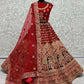Jyoti Fashion Women's Red Velvet Multi Thread Embroidered with Zircon Diamond Wedding Lehenga Choli | Swadesiicart