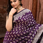 Joban Fashion Plum Purple Hand Woven & Zari Work Katan Pure Handloom Banarasi Silk Saree | Swadesiicart
