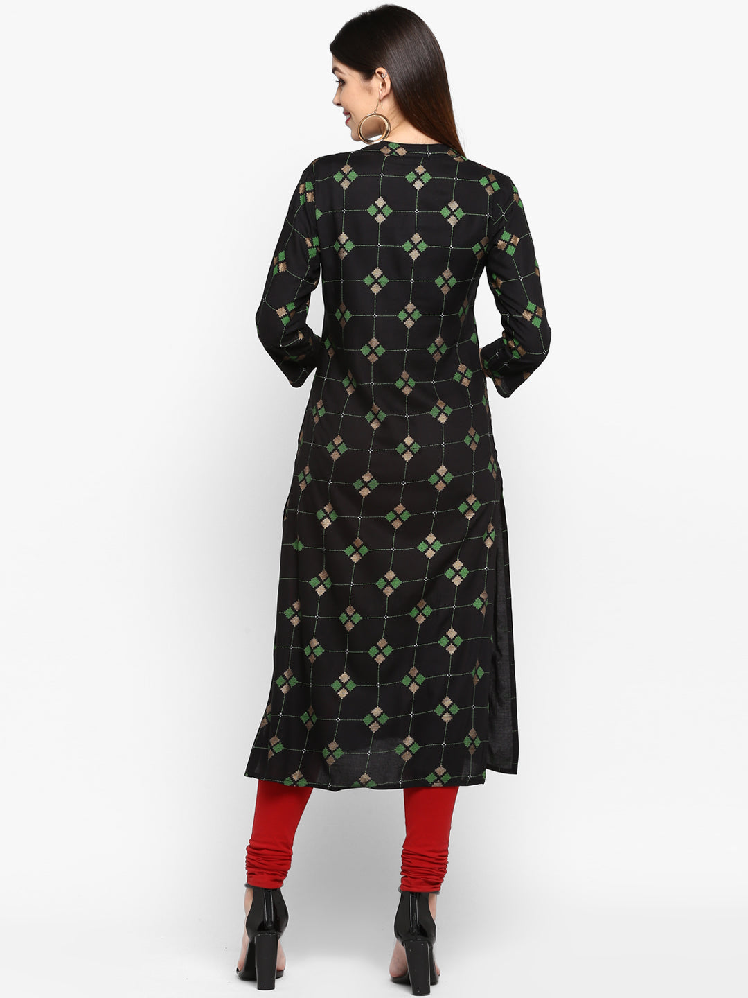 NOZ2TOZ Women Black Rayon Kurta (1Pc) - Swadesiicart