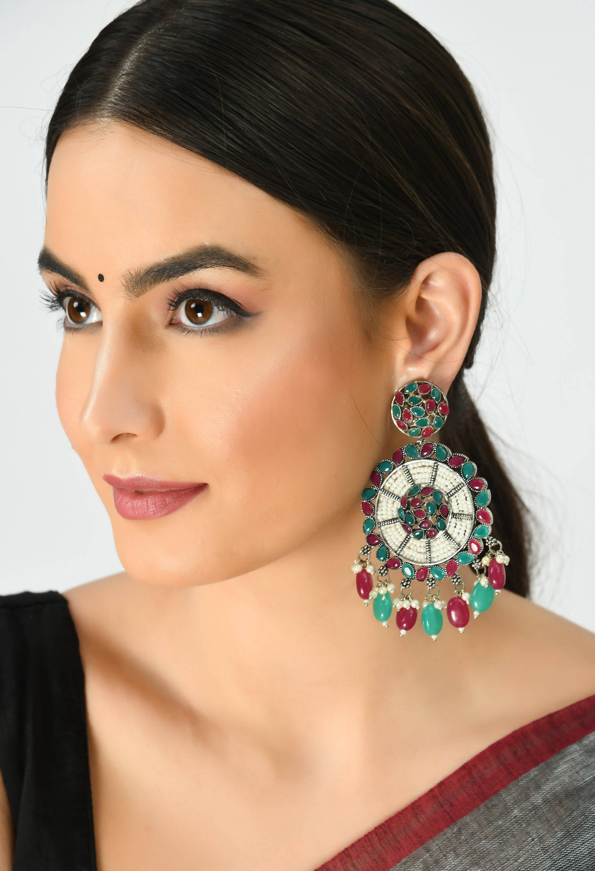 Mominos Fashion Johar Kamal Traditional Kundan & Pearls Earrings - Swadesiicart
