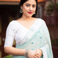 Blue Poly Georgette Ethnic Motifs Saree with Unstitched Blouse - Hiral Fashion | Swadesiicart