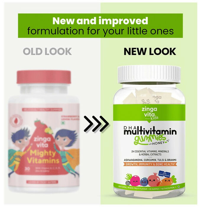 Zingavita DHA Multivitamin Gummies with Honey for Kids (2+ yrs) - Mixed Fruit | Swadesiicart