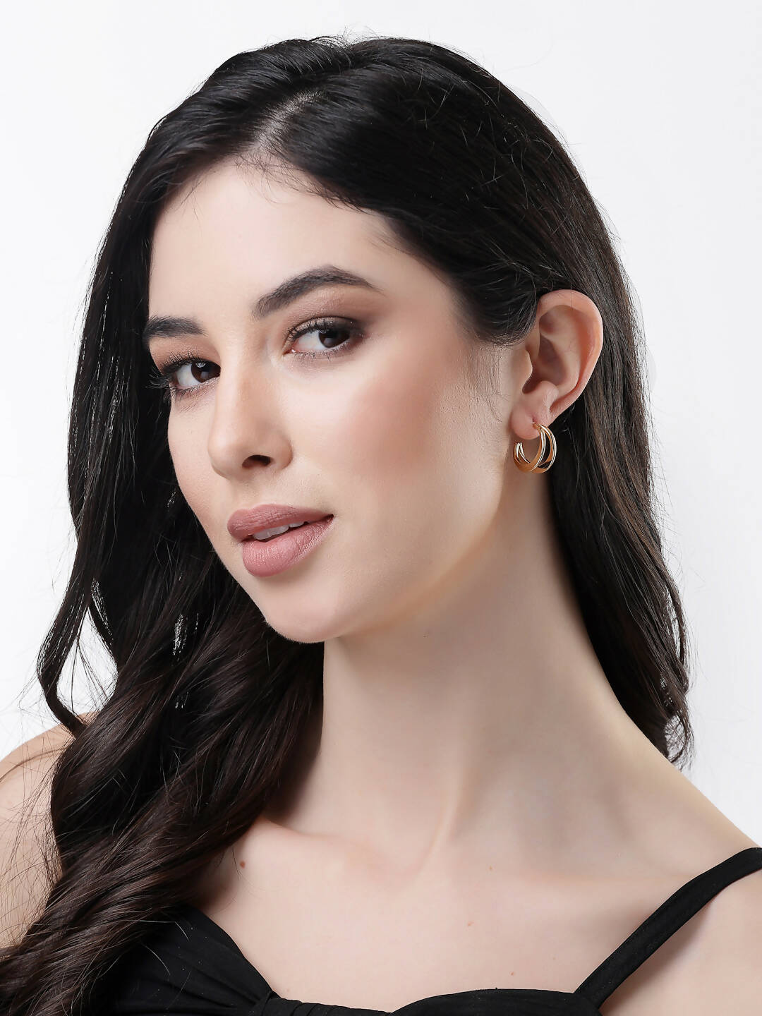 NVR Women Gold-Toned Circular Hoop Earrings | Swadesiicart