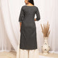 FIORRA Women's Floral Printed Black Cotton Straight Kurta - Swadesiicart
