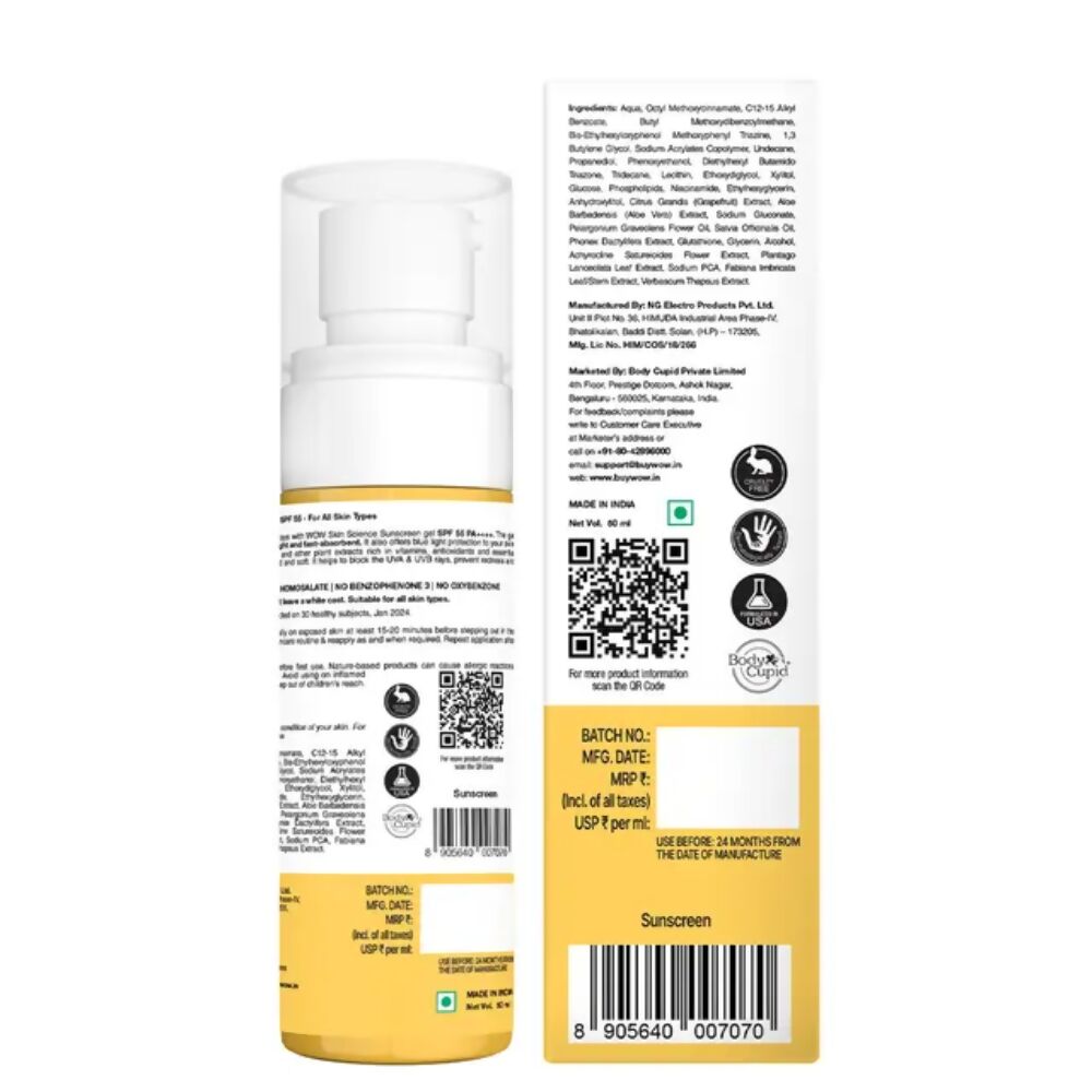 Wow Life Science Sunscreen Gel For All Skin Types - Swadesiicart