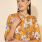 Janasya Women's Mustard Moss Digital Floral Printed Casual A-line Co-ords - Swadesiicart