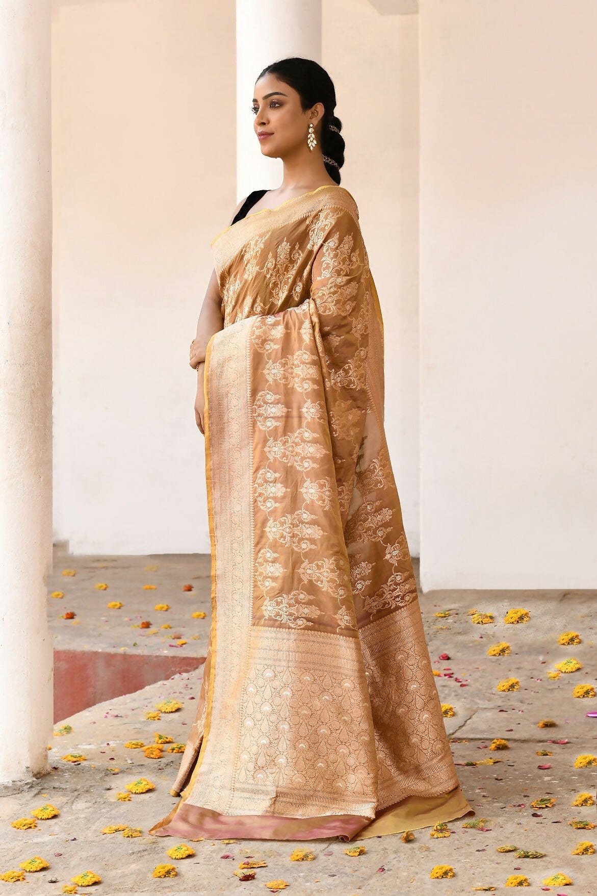 Joban Fashion Olive Pure Katan Pure Handloom Banarasi Silk Saree | Swadesiicart