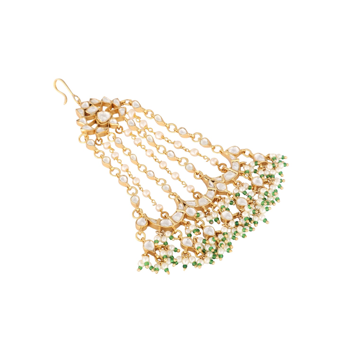 Nuyug 22K Gold-Plated Kundan Studded Jhumar Paasa Statement Head Jewellery | Swadesiicart