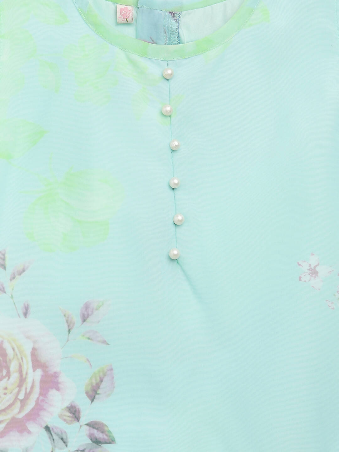 Ahalyaa Aqua Blue Crepe Printed Kids Kurta Palazzo Sets For Girls | Swadesiicart