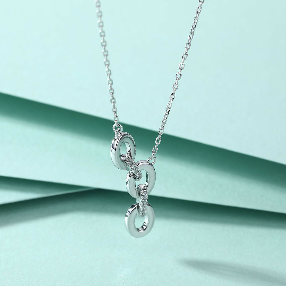 Cauer Elegant 14K White Gold Plated Moissanite Pendant Necklace | Swadesiicart