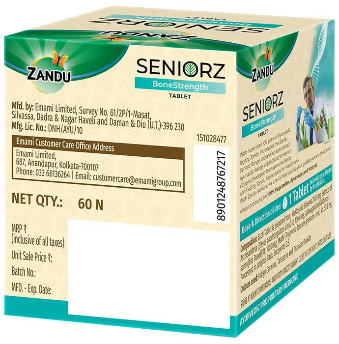 Zandu Seniorz Bone Strength CalC Plus Tablets | Swadesiicart
