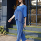 Blue Crush Plain Top with Matching Bottom - Eesha - Swadesiicart