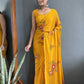 Aayaa Designer 1 min Hand Painted Ready to Wear saree - Mustard Yellow | Swadesiicart