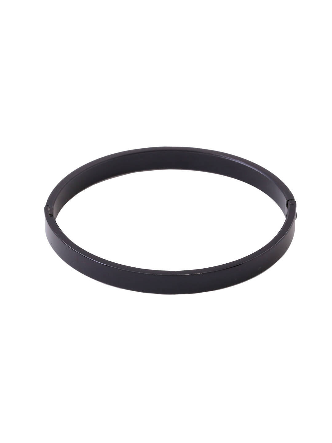 NVR Men's Black Metal Interlock Kada Bracelet - Swadesiicart