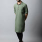 Even Apparels Green Color Linen Solid Men's Kurta With Shirt Collar (LN944) | Swadesiicart