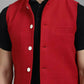Even Apparels Nehru Jacket With Welt Pockets - Red | Swadesiicart