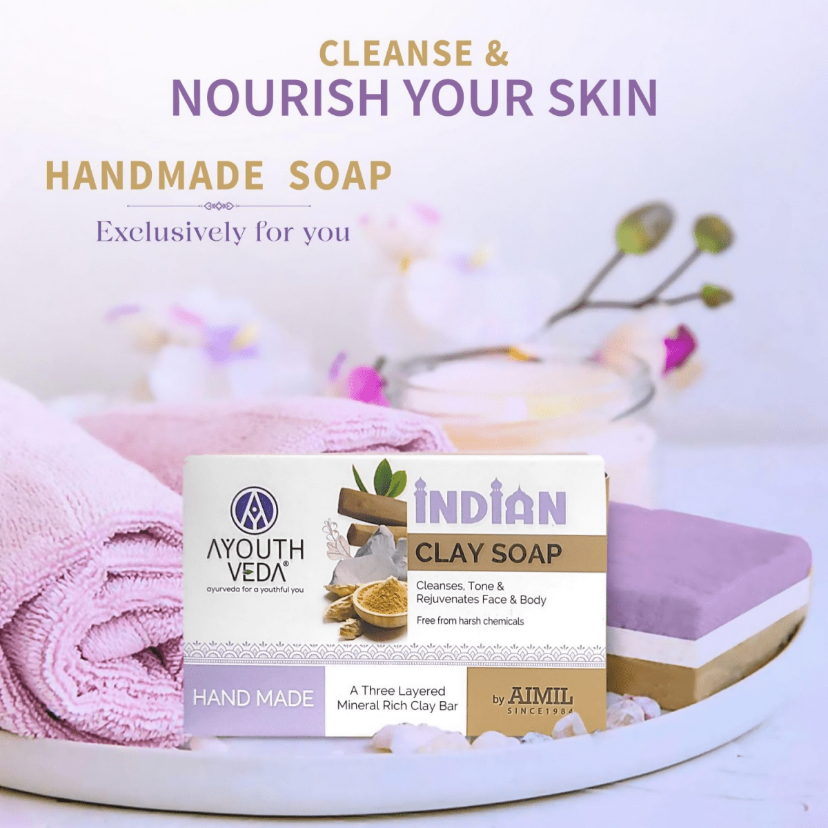 Ayouthveda Handmade Indian Clay Soap - Swadesiicart