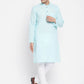 Even Apparels Pure Cotton Blue Color Men's Kurta With Band Collar | Swadesiicart