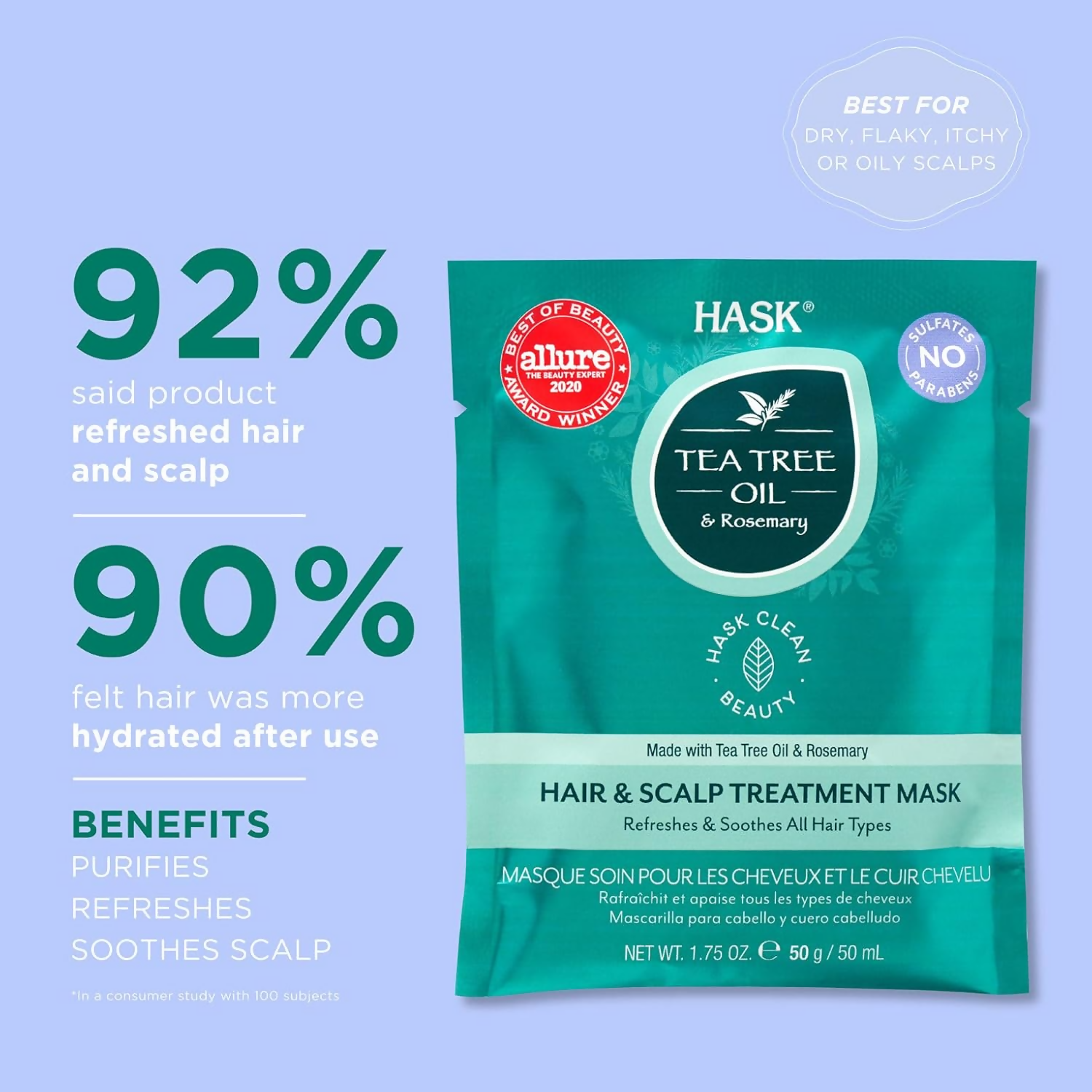 HASK Tea Tree Oil & Rosemary Hair & Scalp Treatment Mask - Swadesiicart