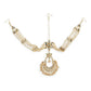 Gold-Polished White Kundan-Studded Pearl Beaded Matha Patti - Ruby Raang | Swadesiicart