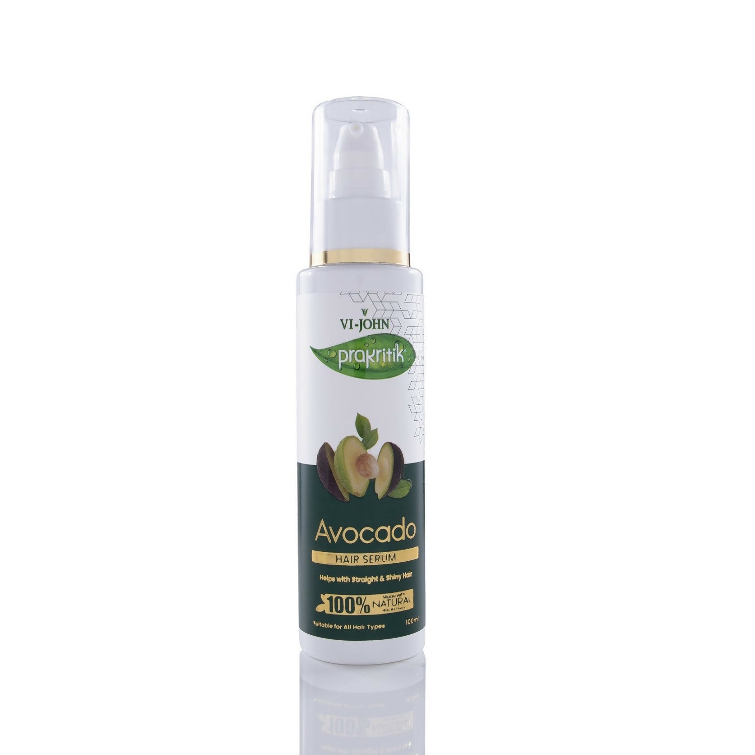 VI-JOHN Prakritik Avocado Hair serum Prevents dryness & Adds shine, 100% Natural Bio-Actives | Swadesiicart