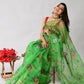 Vamsee Nakshatra Latakn Green Organza Saree - Swadesiicart