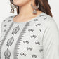 Aniyah Rayon Screen Print Light Grey Straight Kurta - Swadesiicart