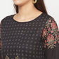 Aniyah Black Color Cotton Block Print Straight Kurta - Swadesiicart