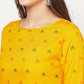 Aniyah Rayon Screen Print Mustard Straight Kurta - Swadesiicart