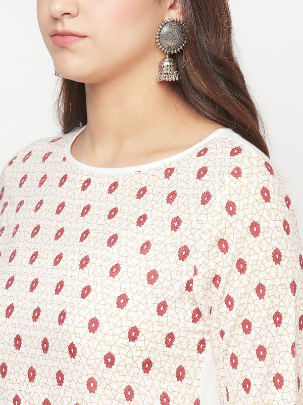Aniyah Rayon Digital Screen Print White And Red Straight Kurta - Swadesiicart