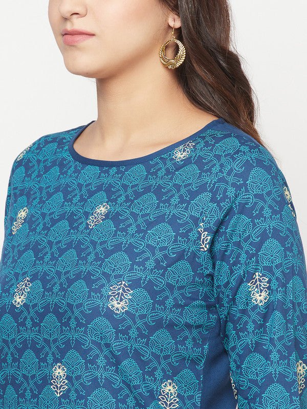 Aniyah Rayon Digital Screen Printed Blue Color Straight Kurta - Swadesiicart