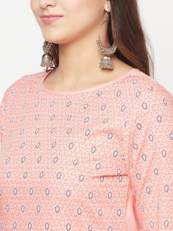 Aniyah Rayon Digital Screen Print Peach Color Straight Kurta - Swadesiicart