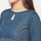Aniyah Rayon Block Print Blue Anarkali Palazzo Set