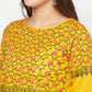 Aniyah Mustard Cotton Block Print Straight Kurta - Swadesiicart