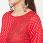 Aniyah Cotton Block Print Red Color Straight Kurta - Swadesiicart