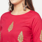 Aniyah Cotton Block Print Fuchsia Color Straight Kurta - Swadesiicart