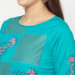 Aniyah Cotton Block Print Turquoise Straight Kurta - Swadesiicart