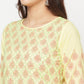 Aniyah Cotton Block Print Lemon Yellow Straight Kurta - Swadesiicart