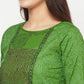 Aniyah Cotton Block Print Green Straight Kurta - Swadesiicart