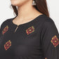 Aniyah Rayon Block Print Straight Kurta - Black - Swadesiicart