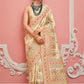 Monjolika Fashion Cream Banarasi Silk Traditional Saree with Meenakari and Weaving Work | Swadesiicart