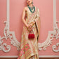 Monjolika Fashion Cream Banarasi Silk Traditional Saree with Meenakari and Weaving Work | Swadesiicart