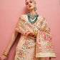 Monjolika Fashion Cream Banarasi Silk Traditional Saree with Meenakari and Weaving Work | Swadesiicart