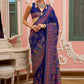 Monjolika Fashion Blue Banarasi Silk Traditional Saree with Meenakari and Weaving Work | Swadesiicart